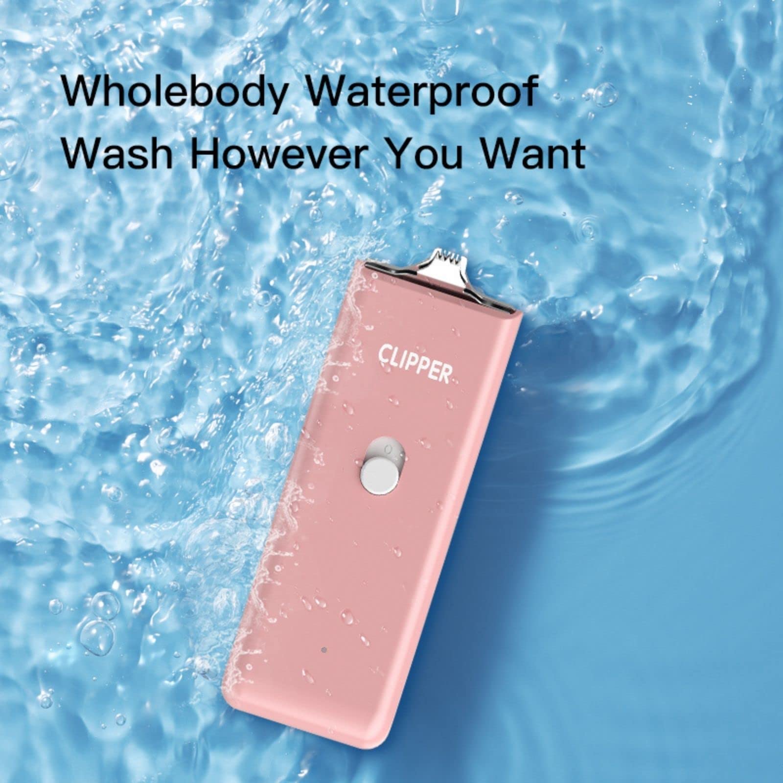 Grimgrow tondeuse sous gouttes d’eau prouvant la résistance IPX7 et nettoyage facile