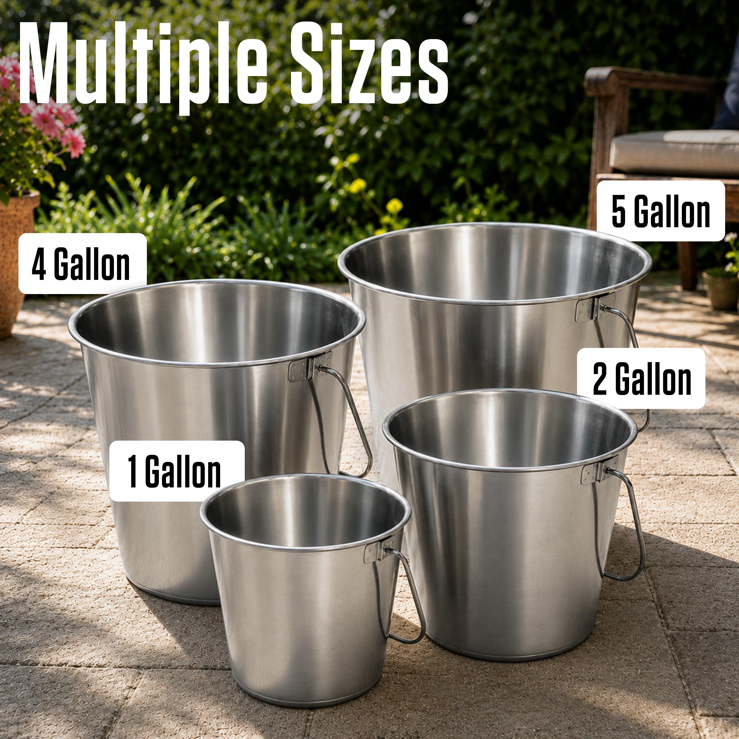 GRIP seau à côté d'une règle montrant capacité d'un gallon et gain de place