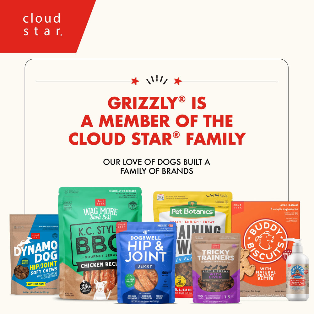 Grizzly produit en contexte lifestyle avec chien et chat heureux