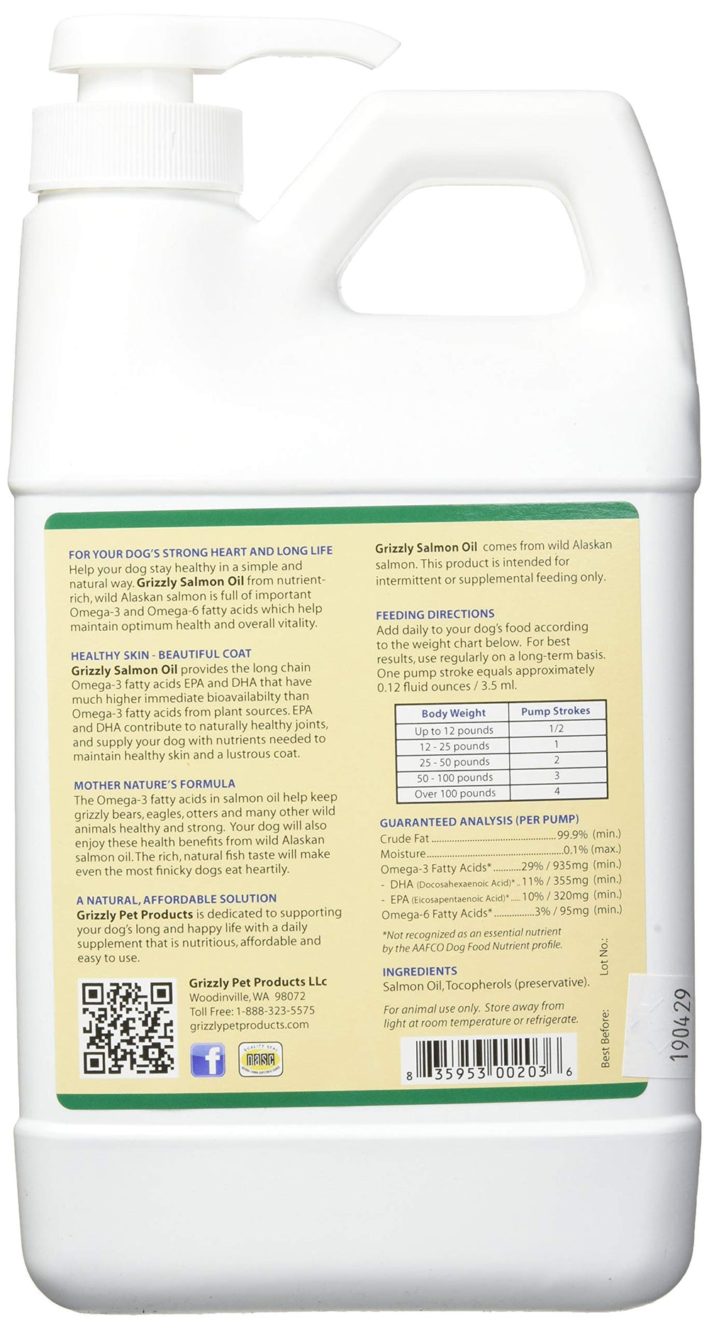 Grizzly PET PRODUCTS gros plan sur la texture huileuse riche en oméga pour nutrition
