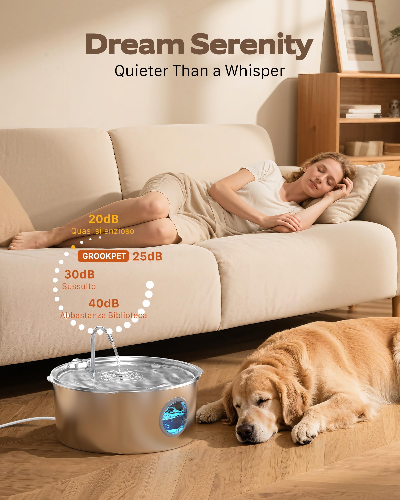 GROOKPET grand chien buvant confortablement pour une hydratation sûre