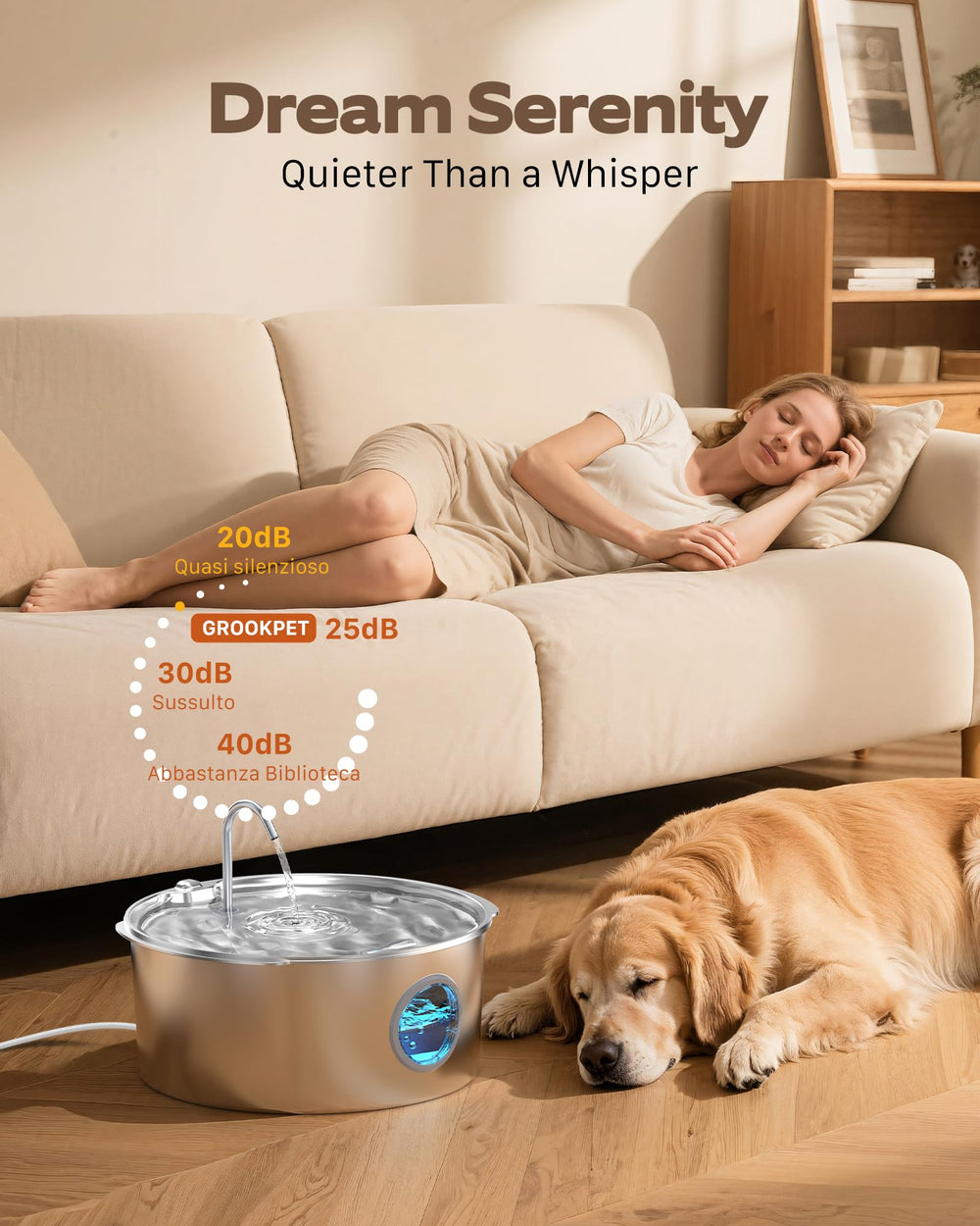 GROOKPET grand chien buvant confortablement pour une hydratation sûre