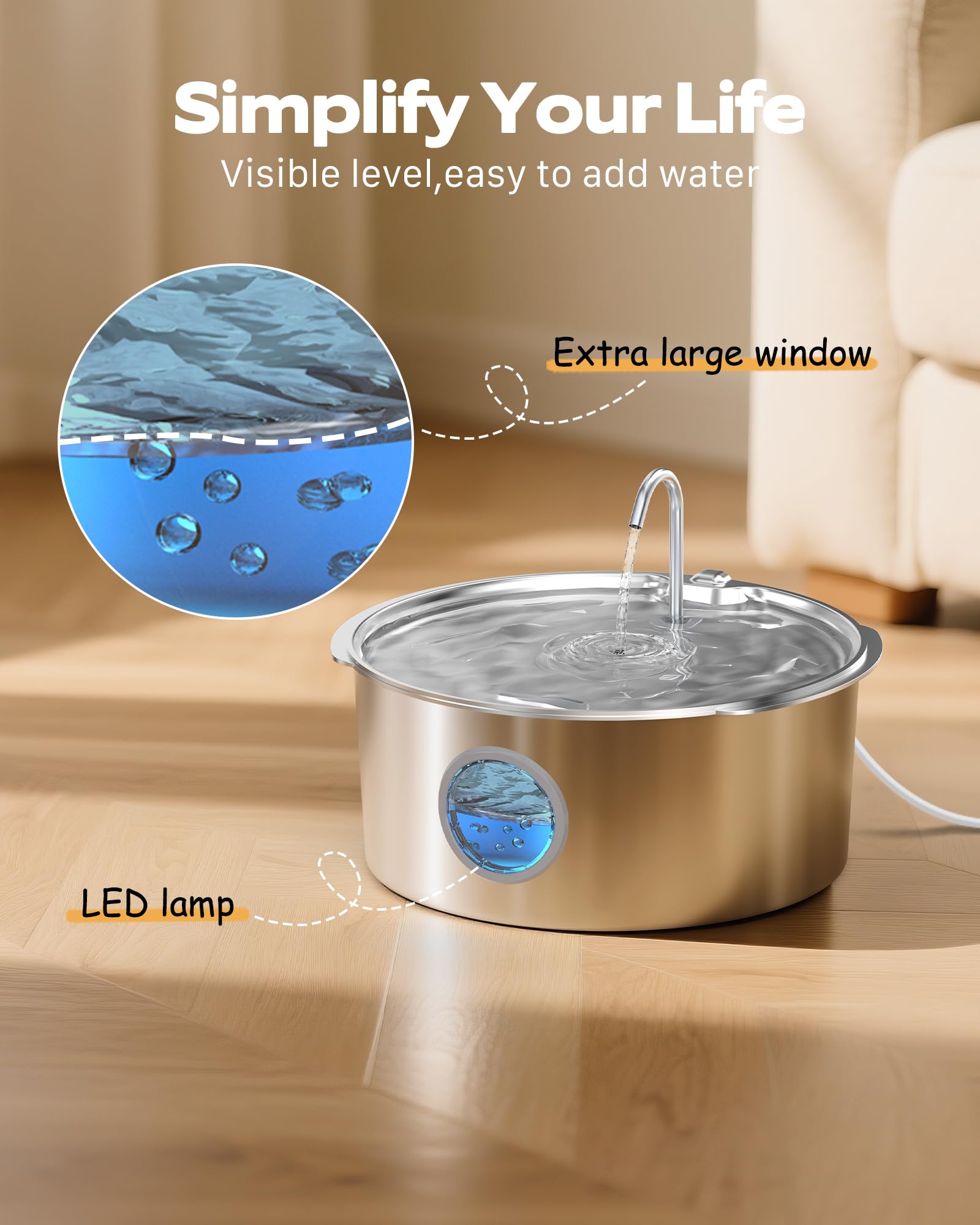 GROOKPET pompe IPX8 améliorée garantissant longévité et faible bruit