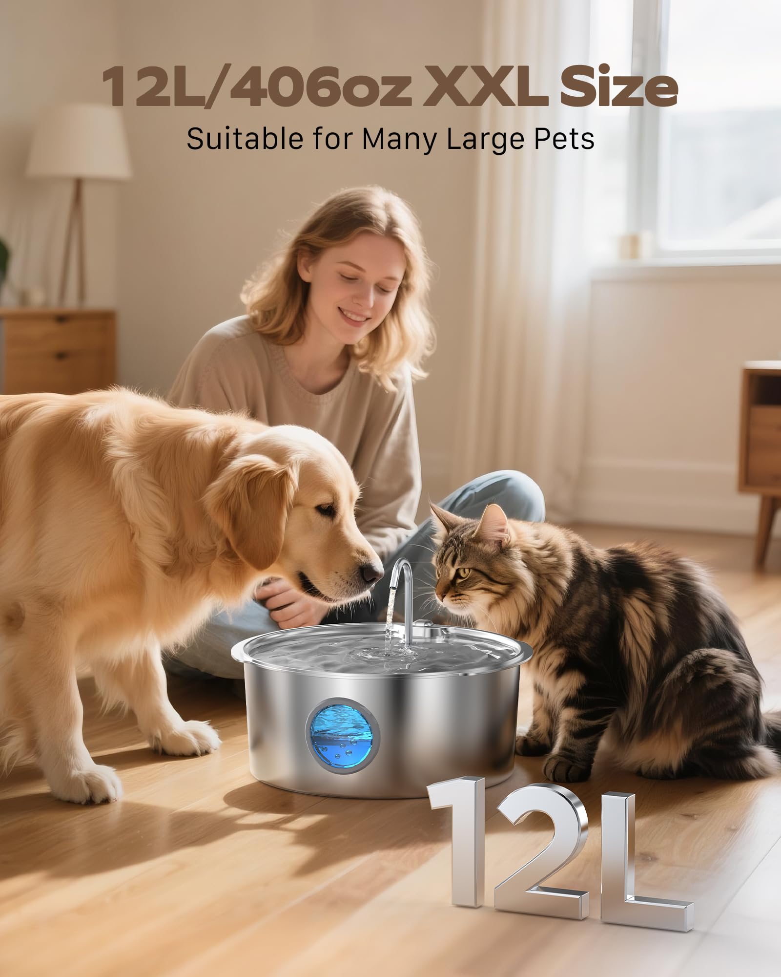 GROOKPET réservoir transparent facilitant le contrôle du niveau d'eau