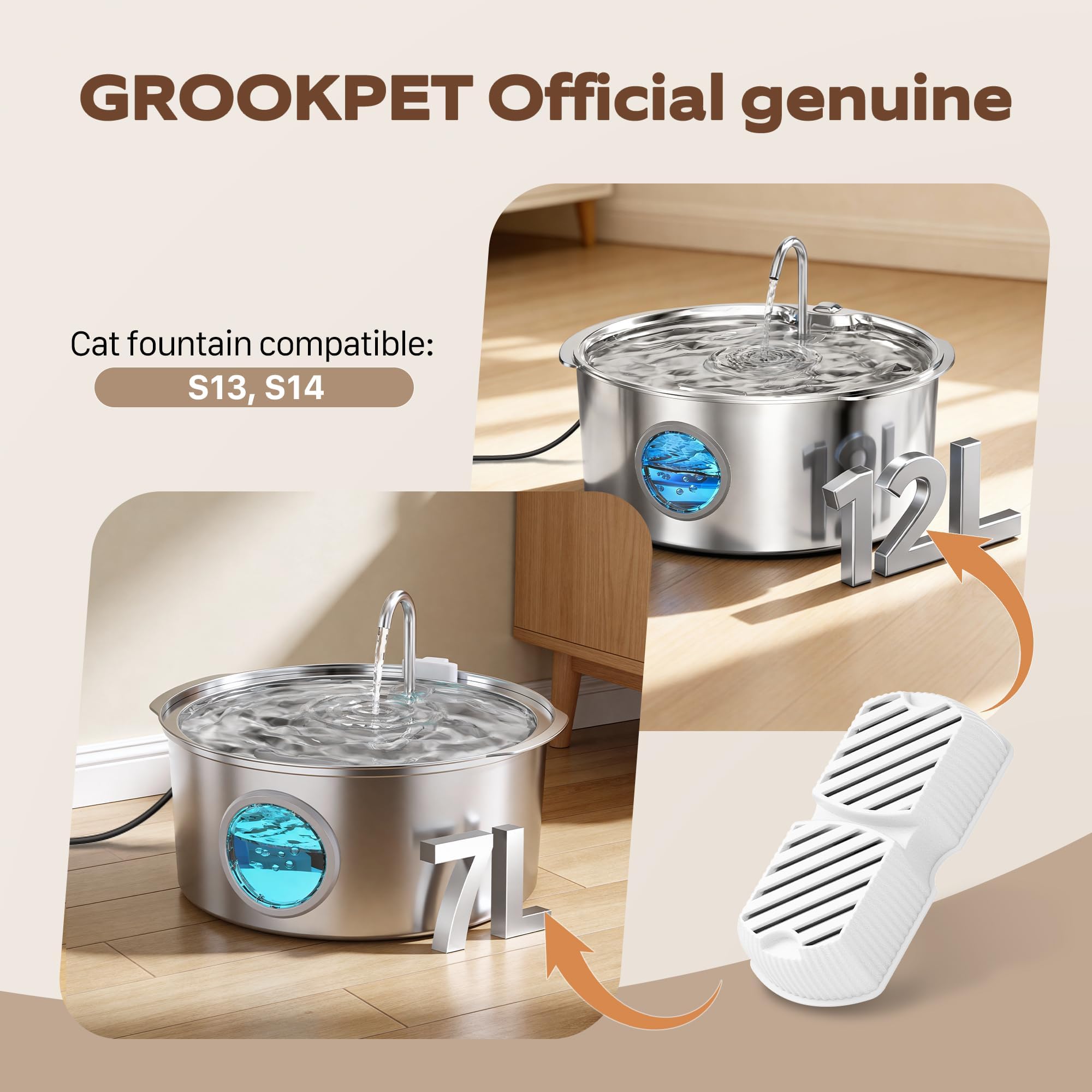GROOKPET fontaine avec animal buvant montrant facilité d'usage