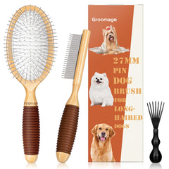 GROOMAGE vue avant du kit brosse et peigne, maniabilité et finition professionnelle