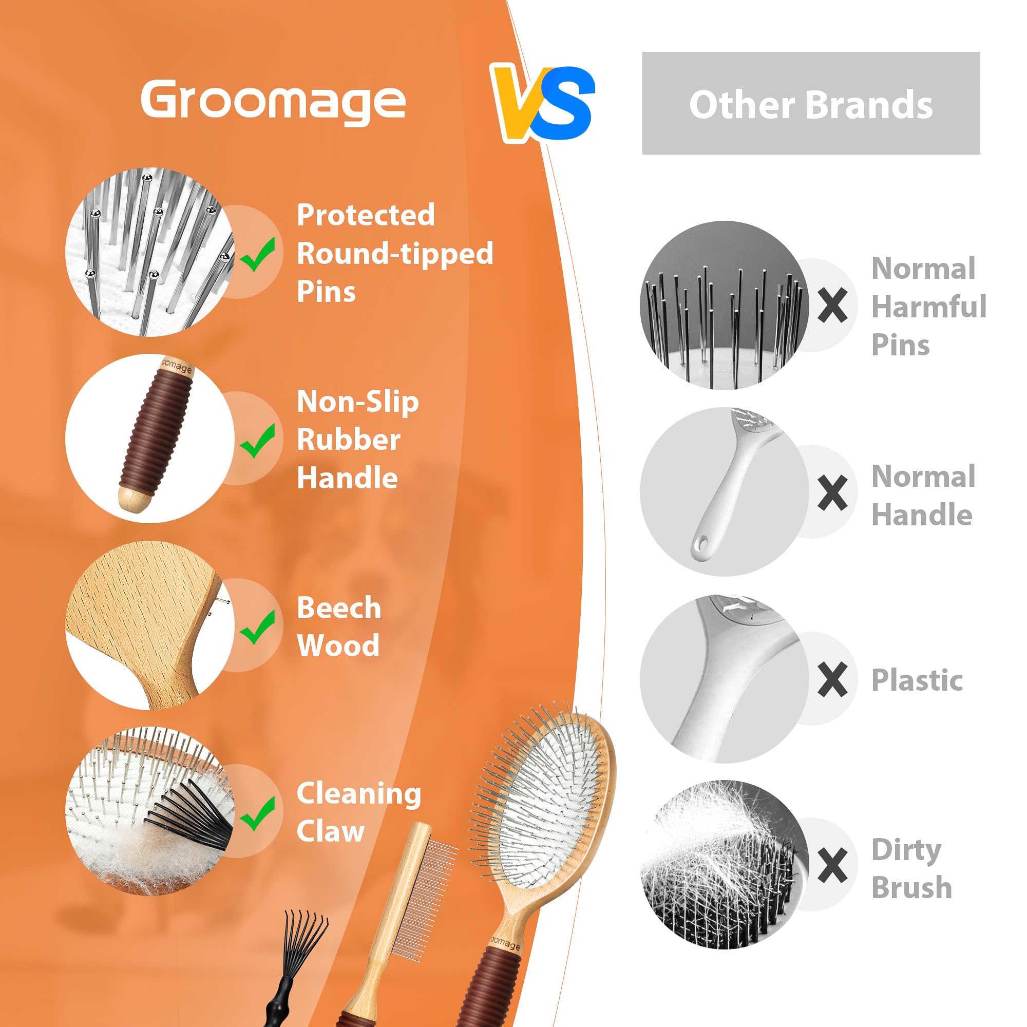 GROOMAGE brossage sur chien à poil long, réduit les nœuds et poils morts