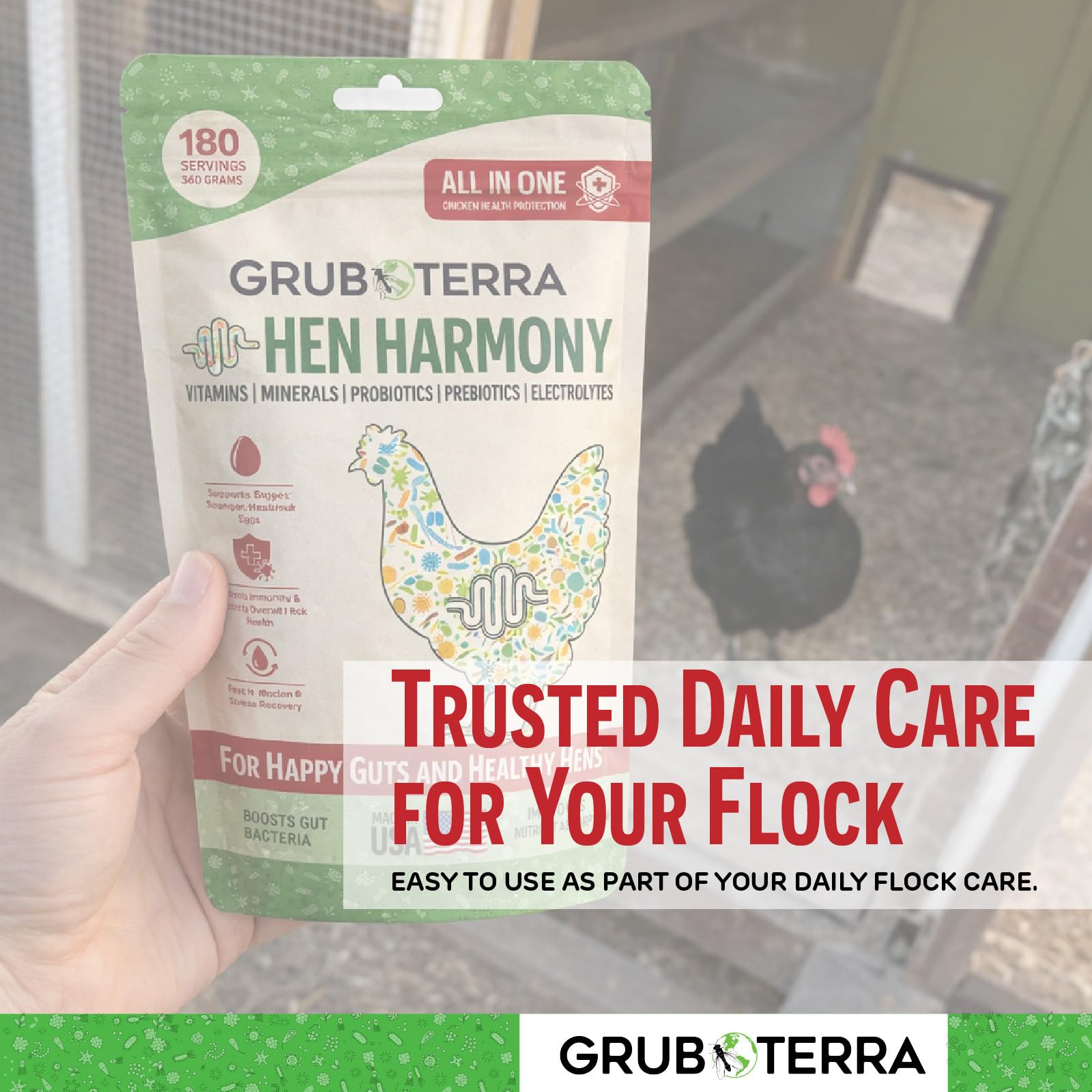 GrubTerra couvercle refermable HenHarmony assurant conservation au sec