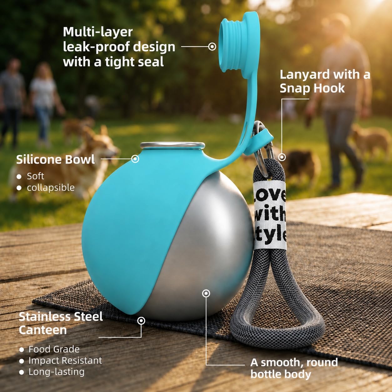 GUDOBZON gourde utilisée dans un parc, pratique pour promenades quotidiennes