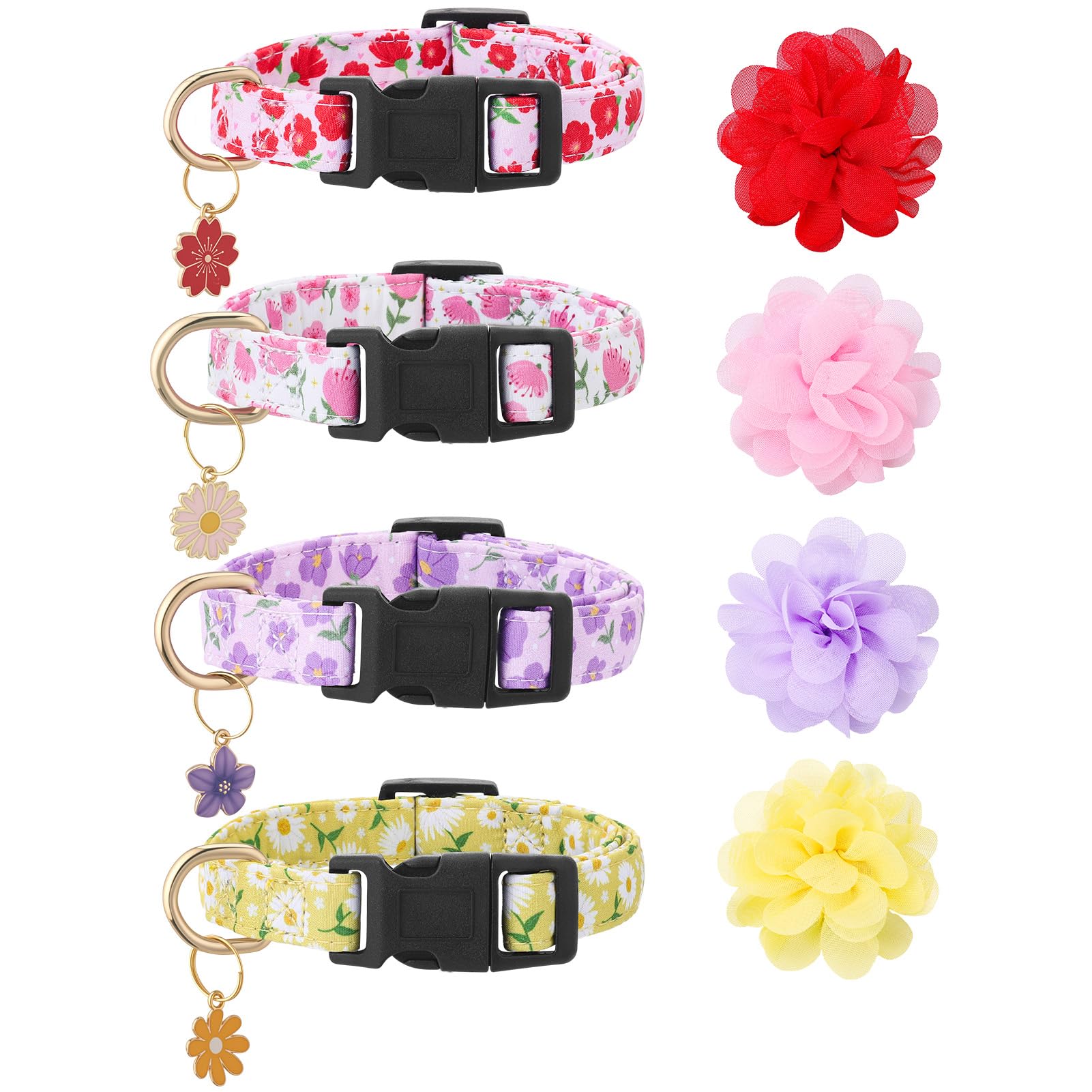 Guiqulai collier fleuri pack avant montrant quatre colliers assortis, élégant et polyvalent