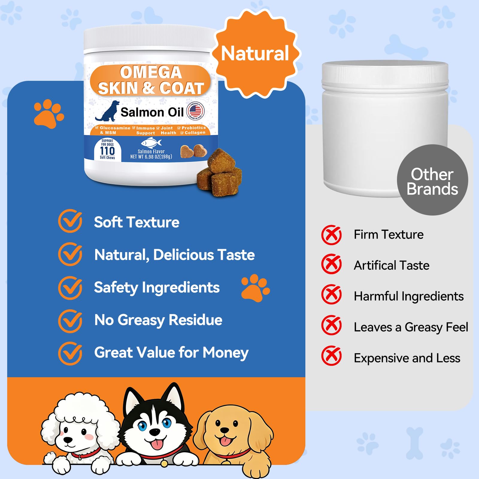 Étiquette GuruAmi détaillant EPA, DHA, glucosamine, collagène et probiotiques