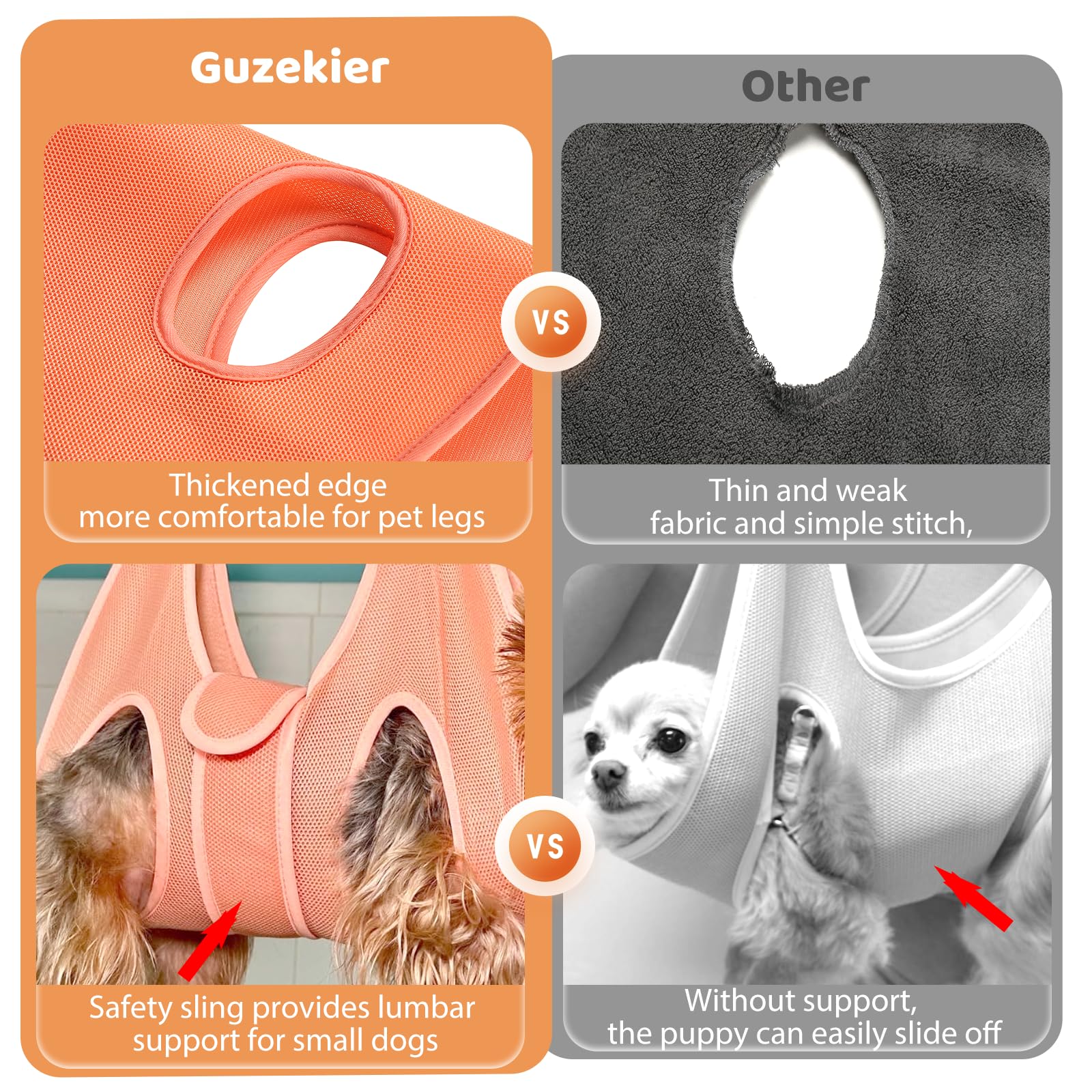 Guzekier hamac en usage avec petit chien calme facilitant la coupe d'ongles