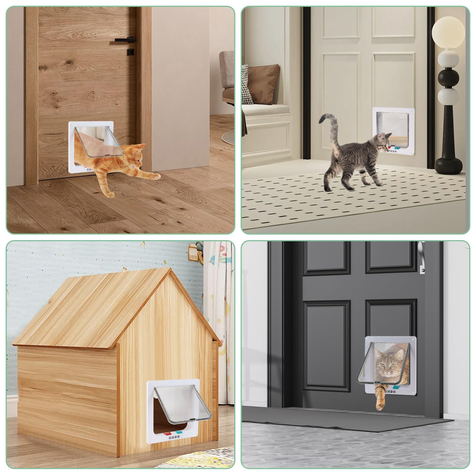 Hachacha chatière posée sur porte extérieure pour protection contre intempéries
