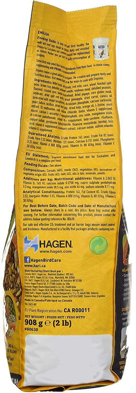 HAGEN HARI portion de Tropimix comparée à une main pour échelle