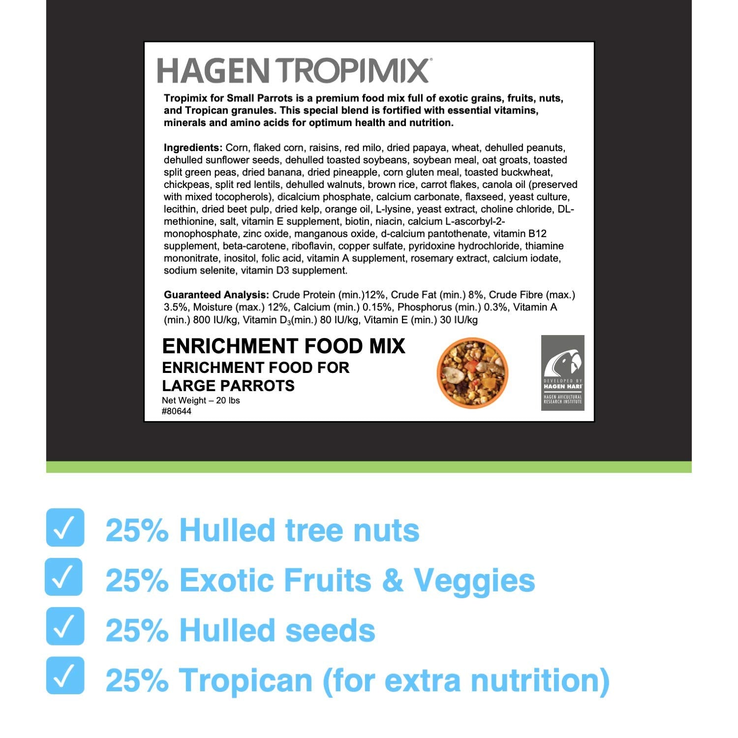 Gros plan sur granules Tropican HAGEN HARI montrant texture nutritive