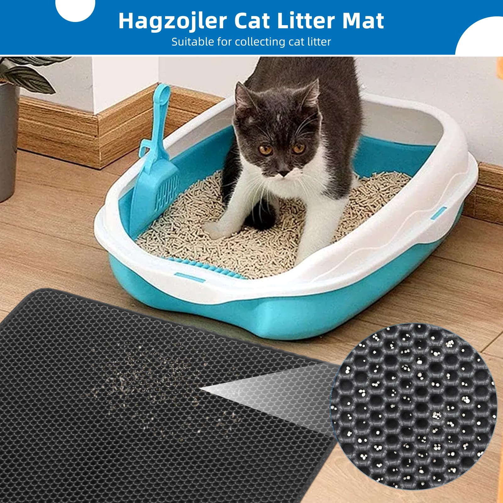 Hagzojler tapis texture nid d'abeille attrape litière efficacement