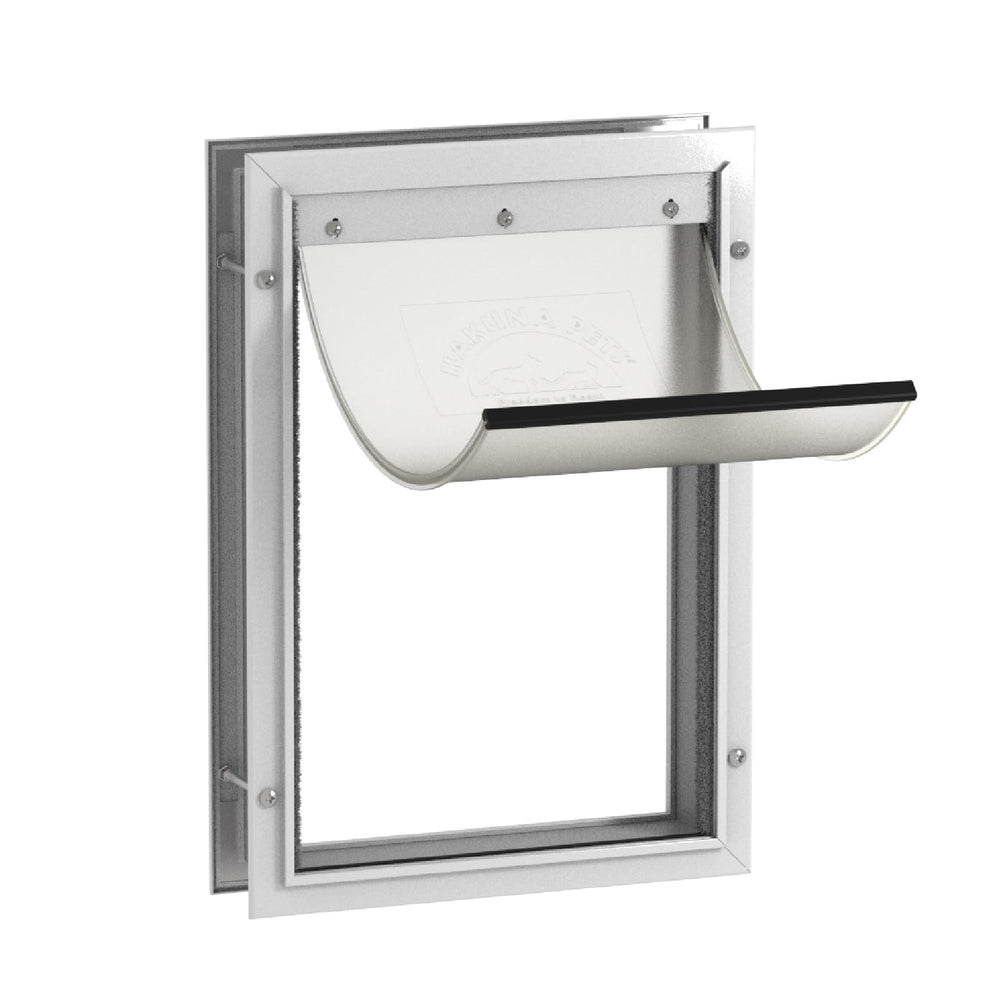 Hakuna Pets porte face blanche montrant cadre aluminium robuste et entrée facile