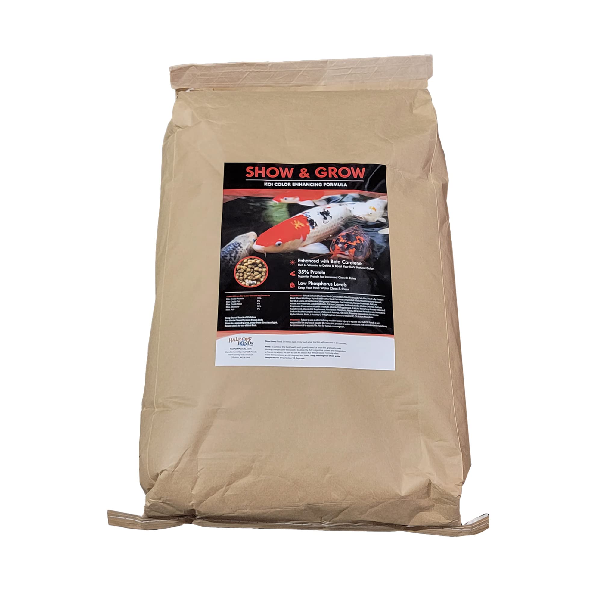 HALF OFF PONDS sac 20 lb face montrant l'emballage et informations