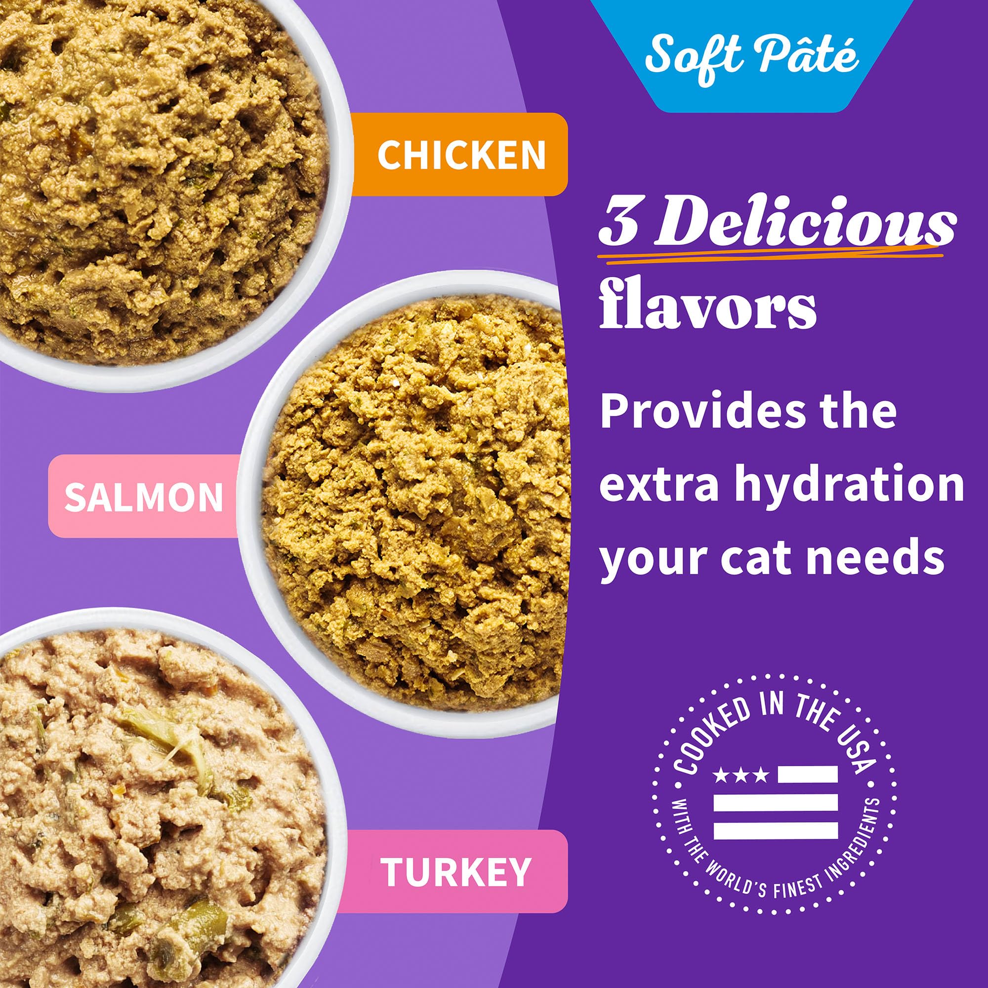 Halo assiette servie au chat mettant en avant goût apprécié et hydratation