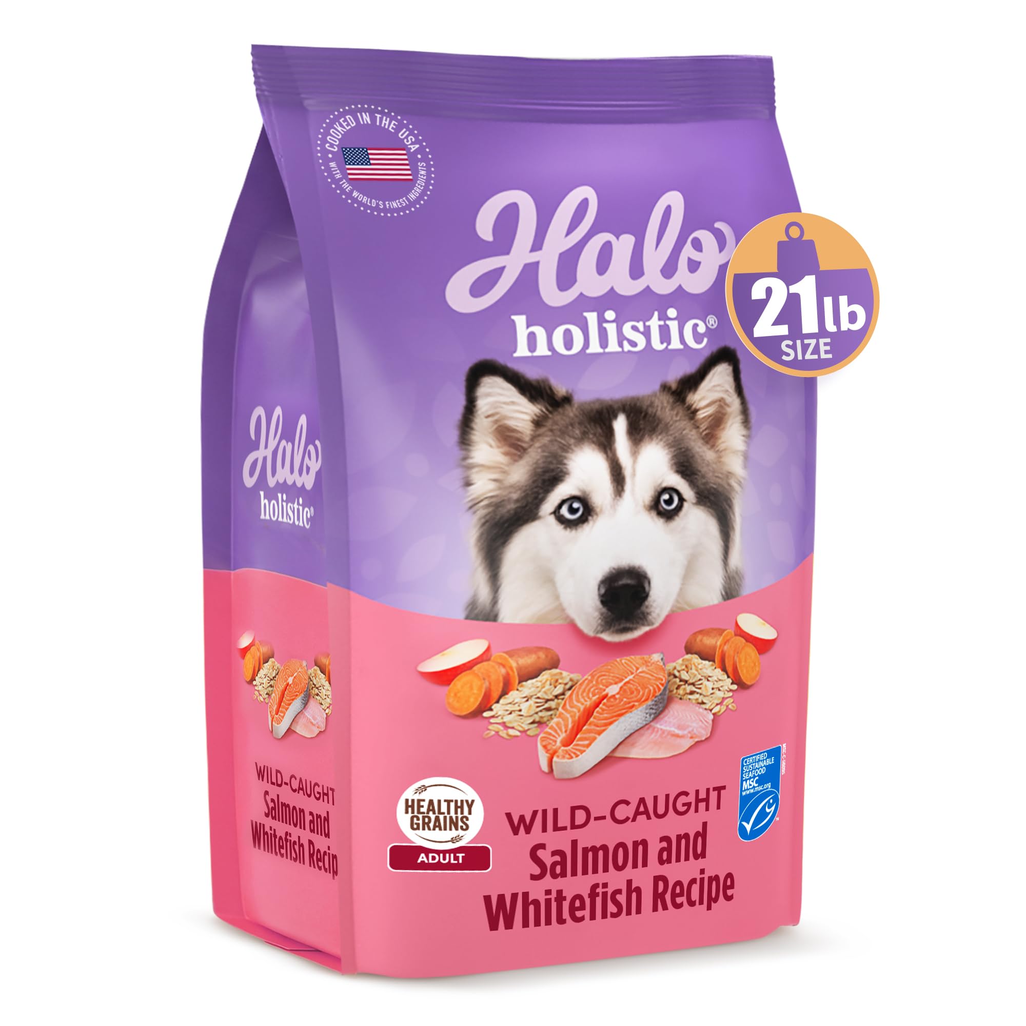 Halo gros plan des croquettes montrant texture croquante et digestibilité améliorée