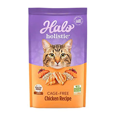 Halo emballage avant montrant la recette poulet sans cage et qualité