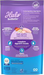 Halo étiquette nutrition lisible détaillant ingrédients et profil équilibré