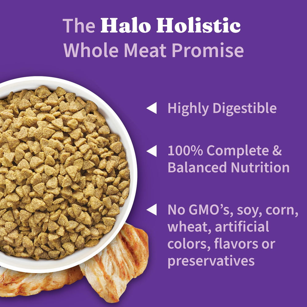 Halo ingrédient poulet entier en gros plan garantissant protéines