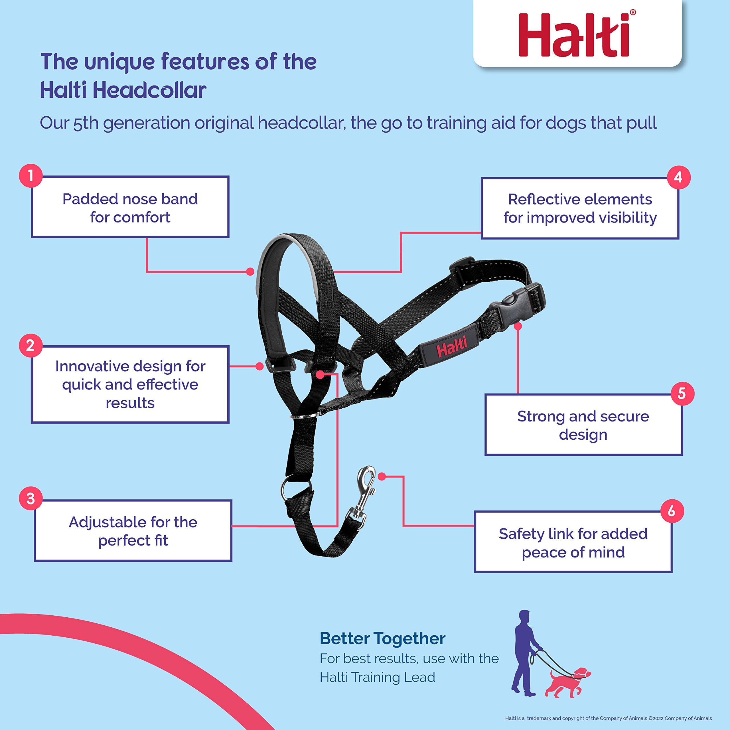 Halti détail nez en néoprène rembourré offrant confort et réduction des frottements