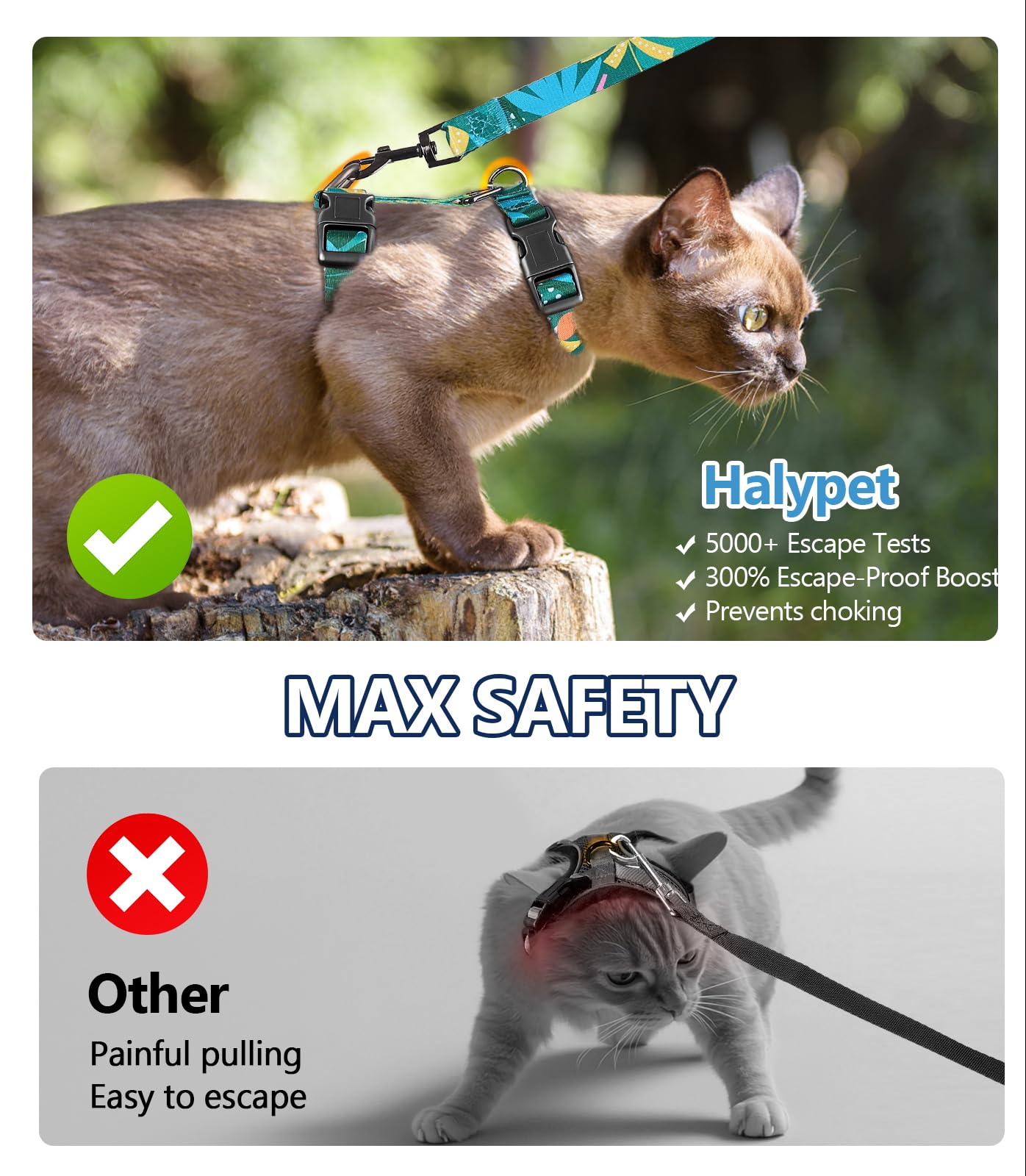 Halypet chat en balade contrôle doux et liberté de mouvement