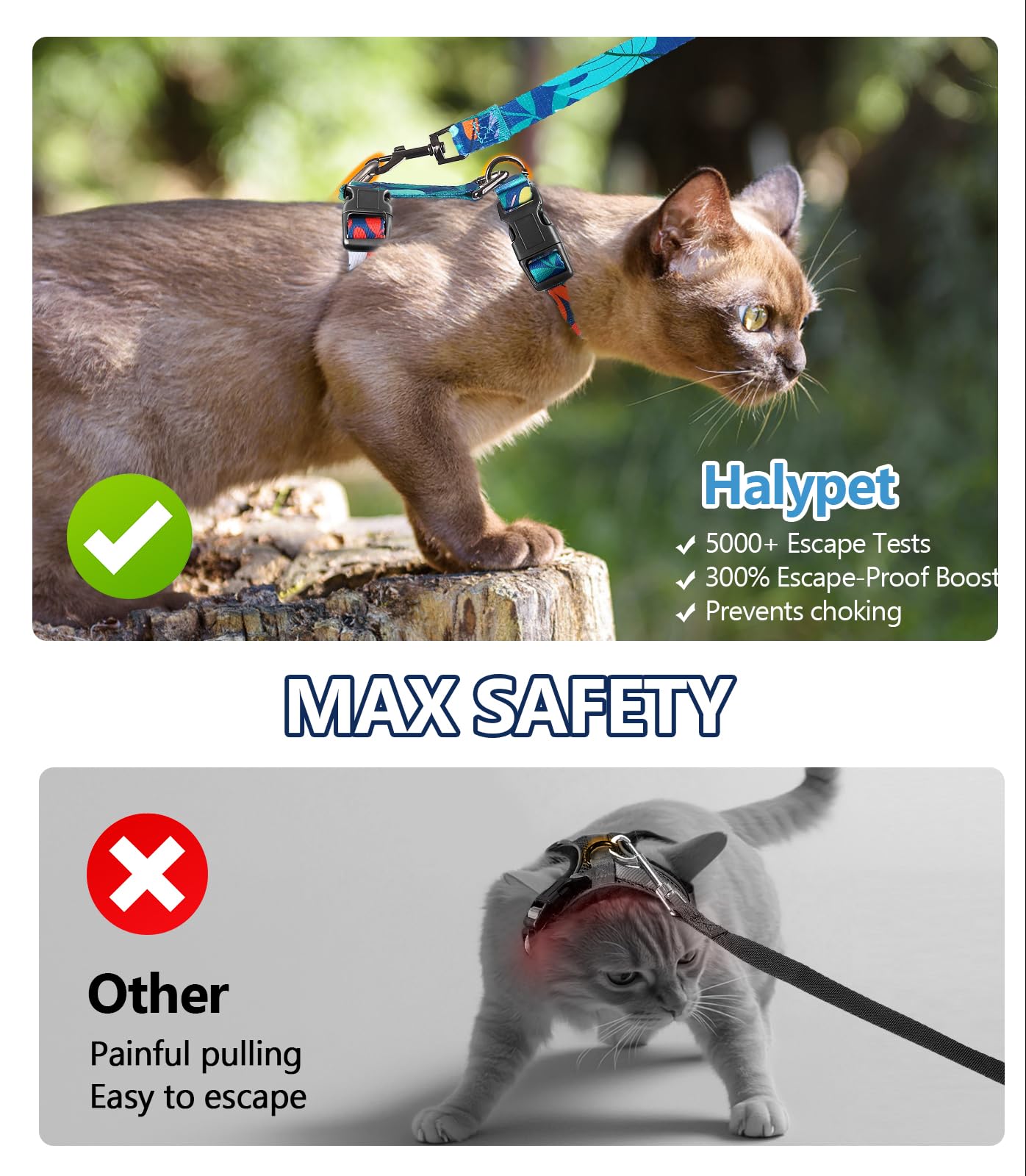 Halypet D‑ring abdominal répartit traction pour plus de sécurité