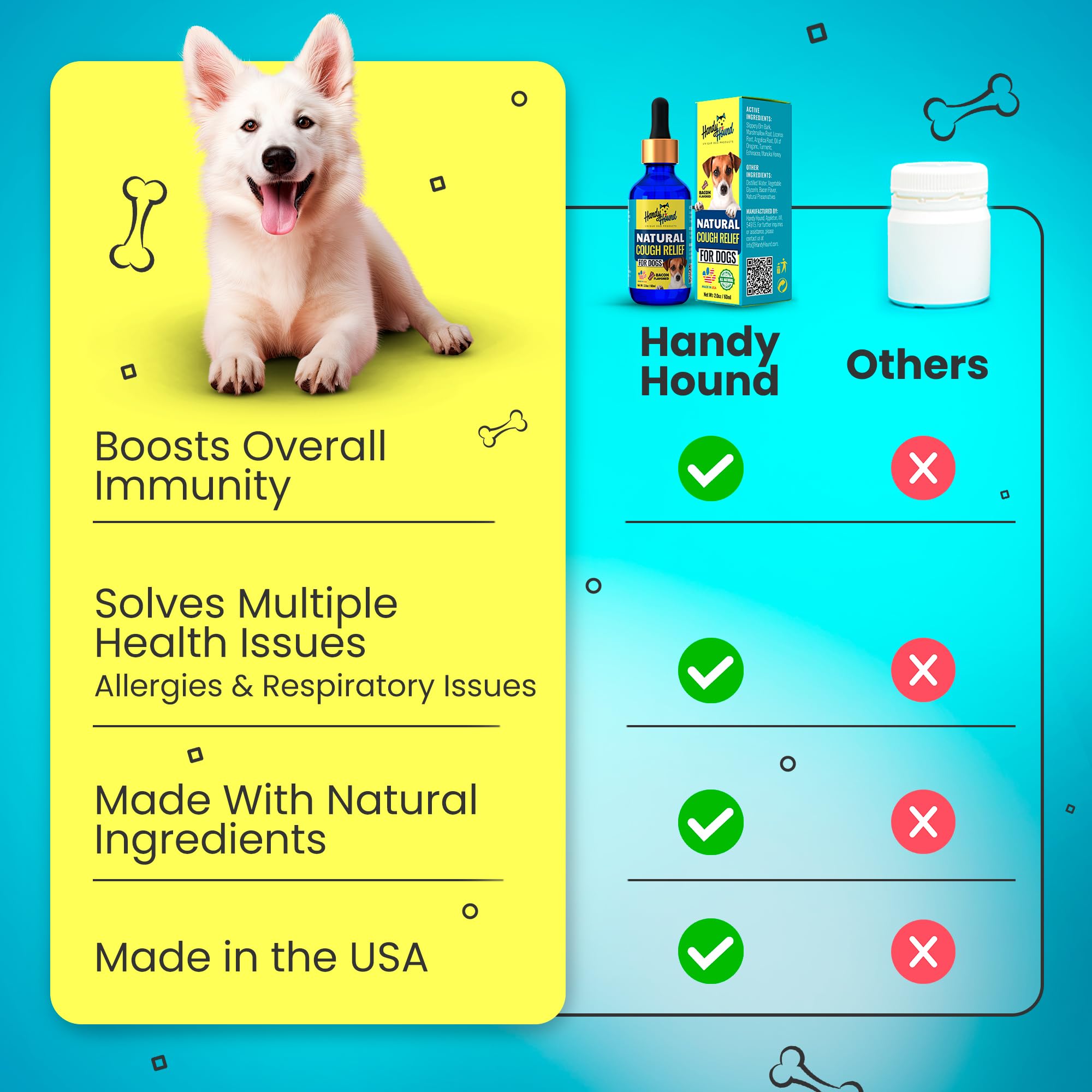 Handy Hound chien consommant sirop saveur bacon acceptation rapide