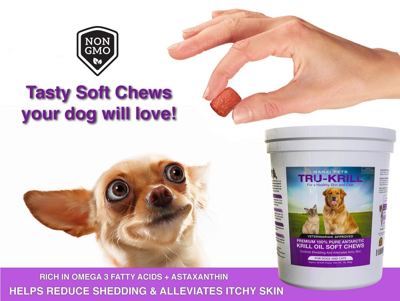 Hanzi Pets comparaison taille montrant portion adaptée selon poids