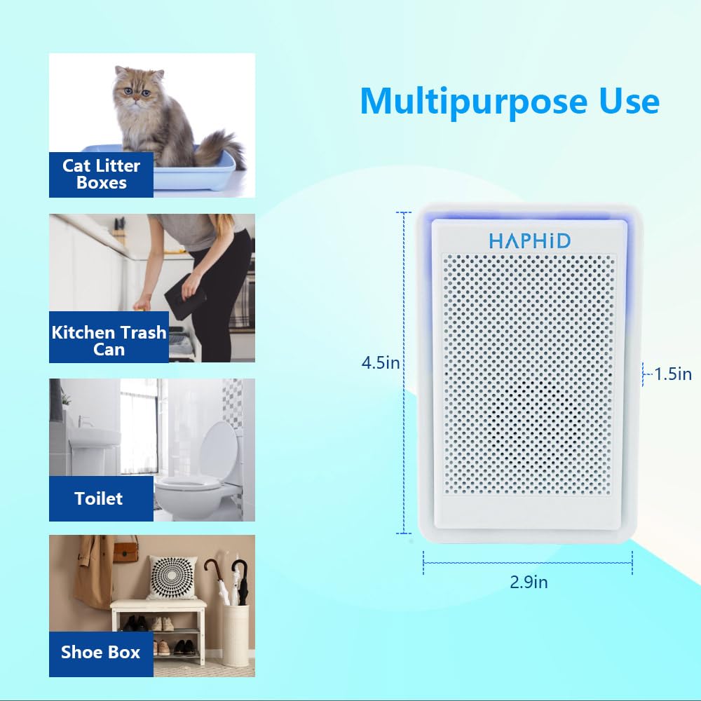 HAPHID LitterGuard Pro à l'échelle d'une main montrant taille compacte