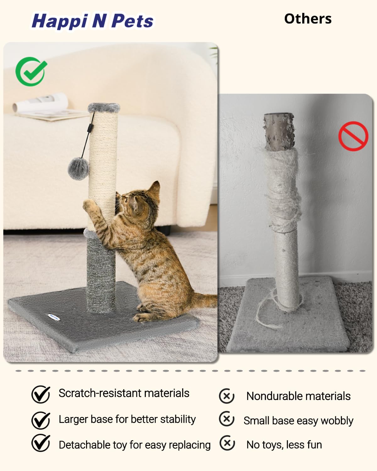Happi N Pets base large et stable garantissant sécurité et prévention du basculement
