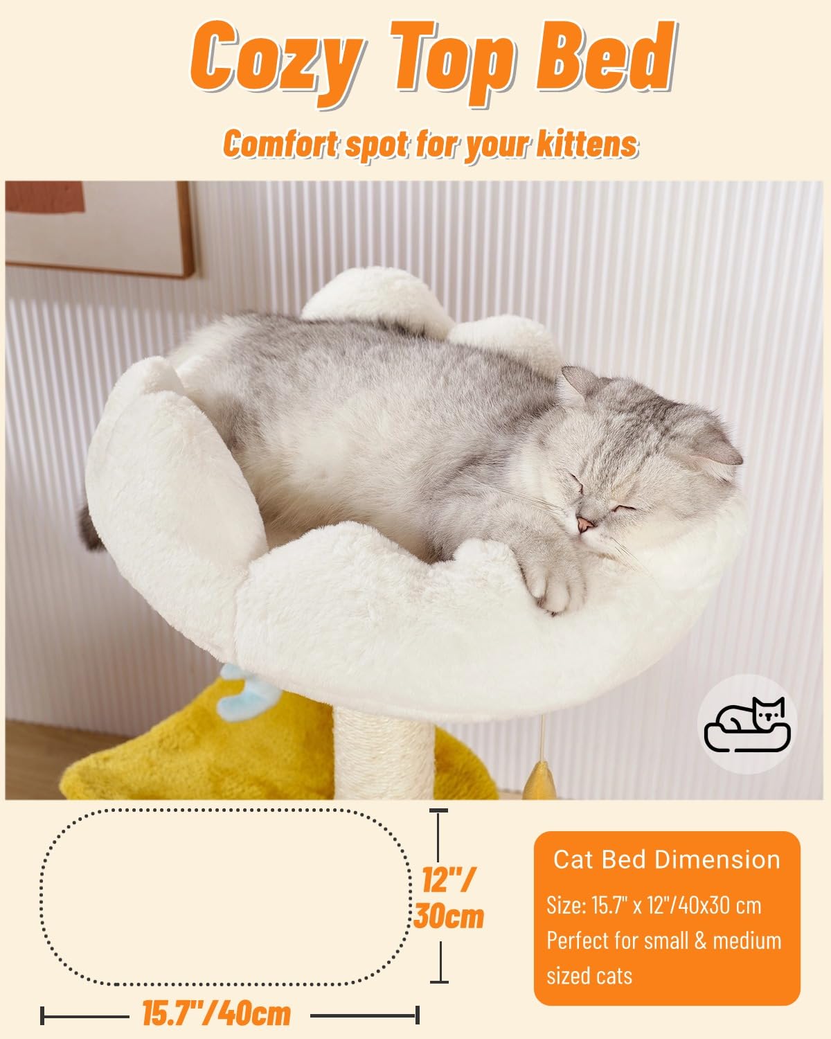Happi N Pets base large et stable de l'arbre à chat, garantit sécurité pendant sauts