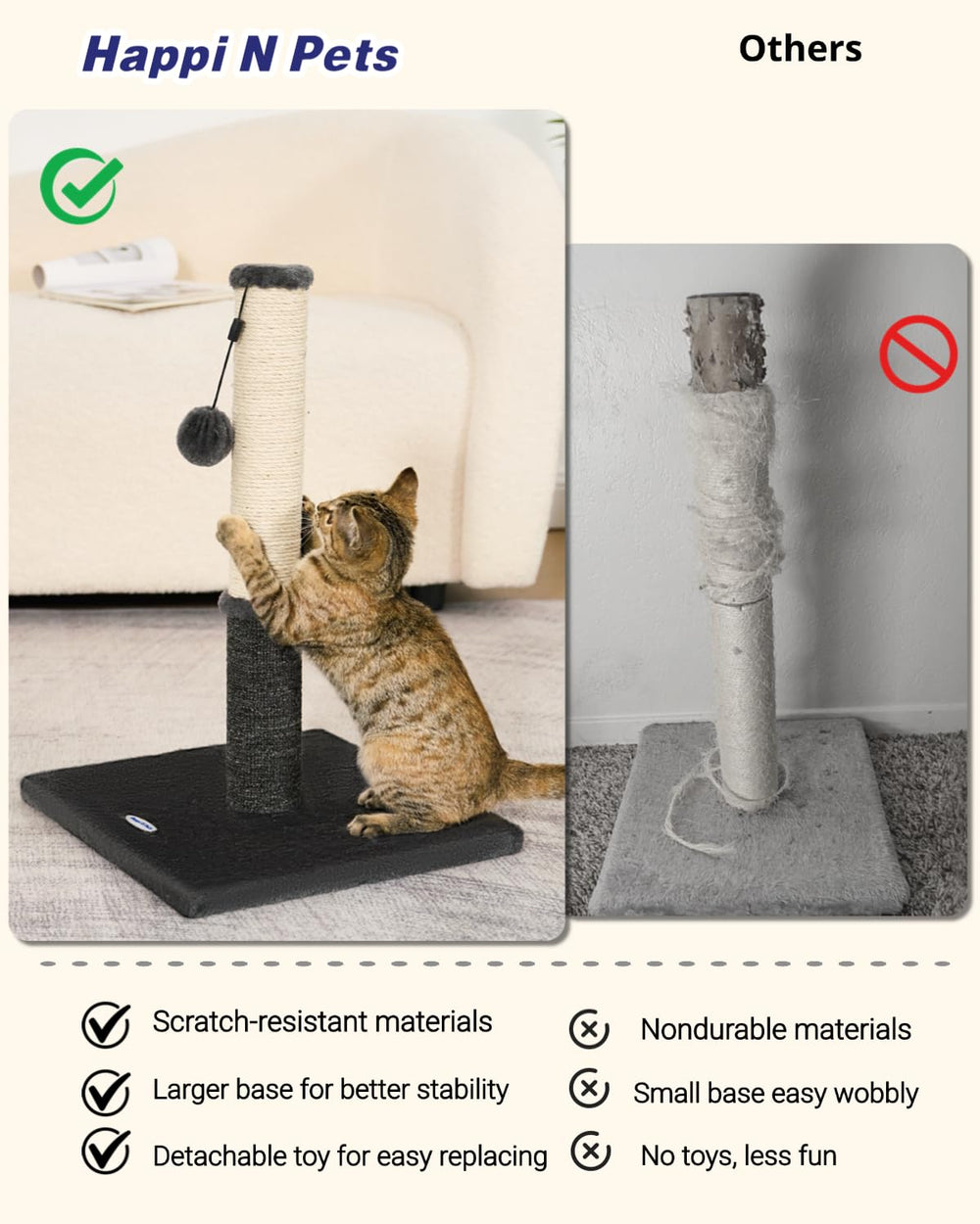 Happi N Pets pompon suspendu détachable stimule le jeu et la chasse