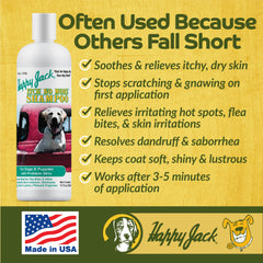 HAPPY JACK flacon ouvert affichant texture douce et action apaisante