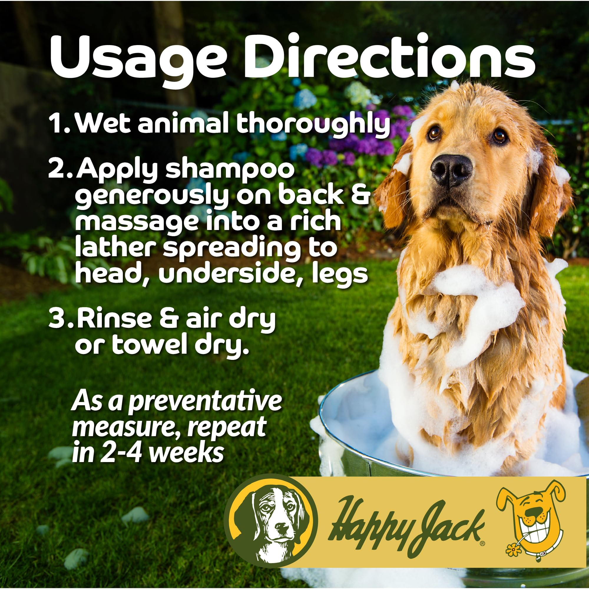 HAPPY JACK pairé avec brosse et gant pour routine de toilettage complète