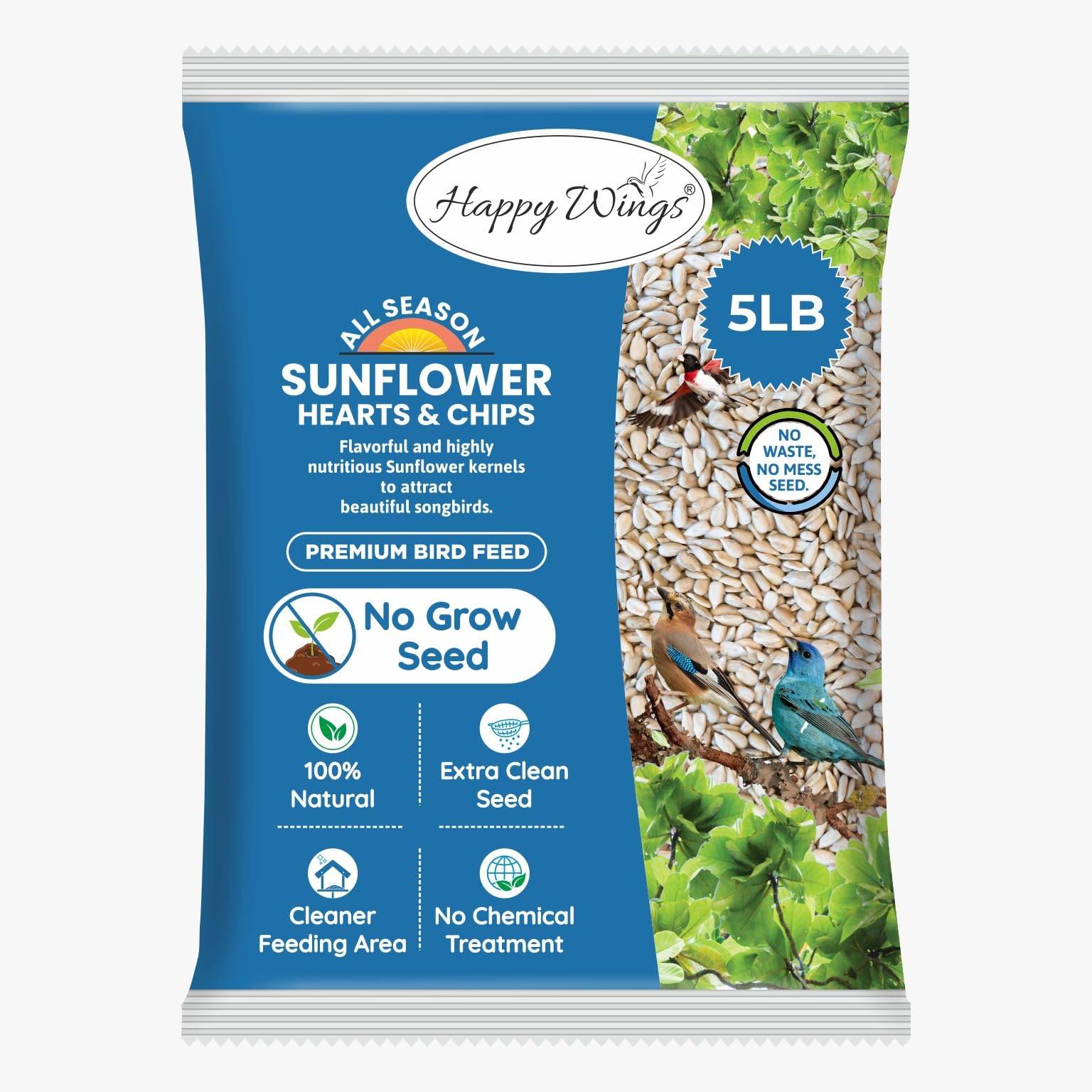 Happy Wings gros plan cœurs de tournesol montrant qualité nutritive