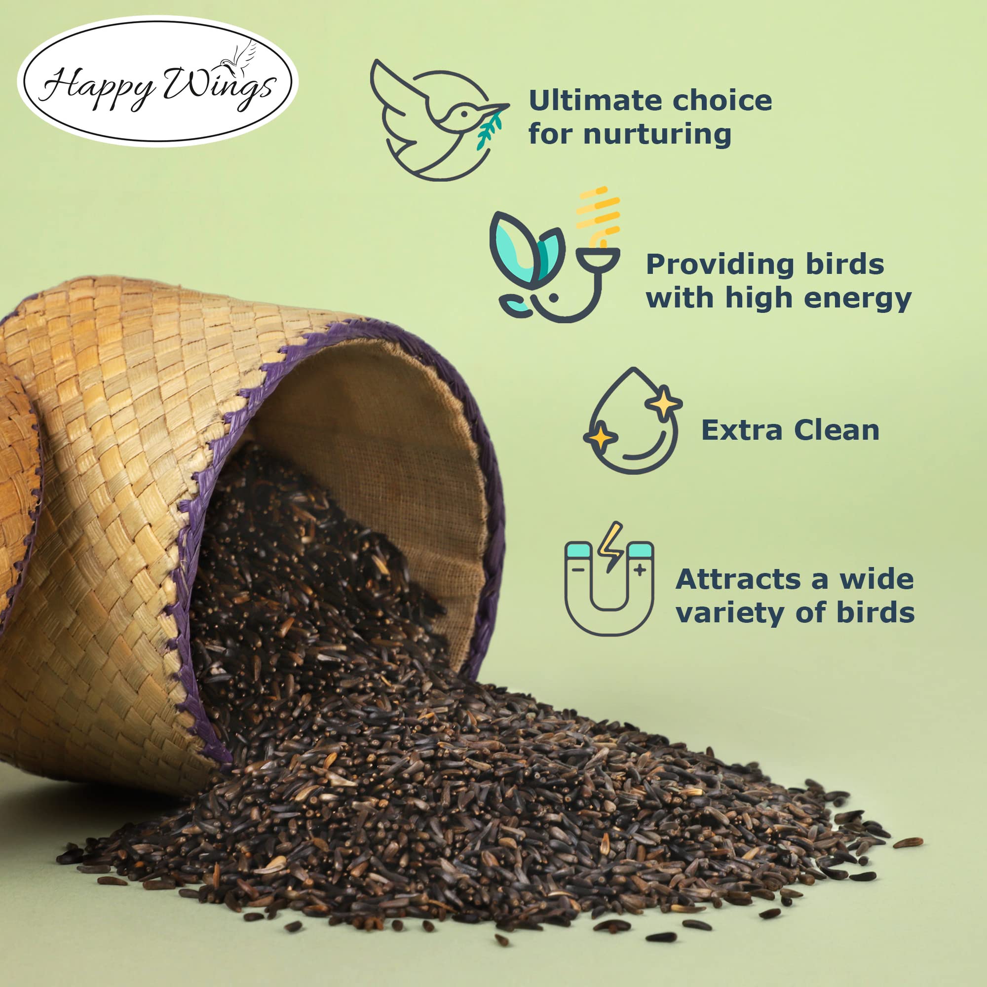 Happy Wings en chaussette nyjer suspendue attirant des finches, pratique pour petits becs