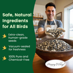 Happy Wings mangeoire en usage attirant plusieurs oiseaux pour observation