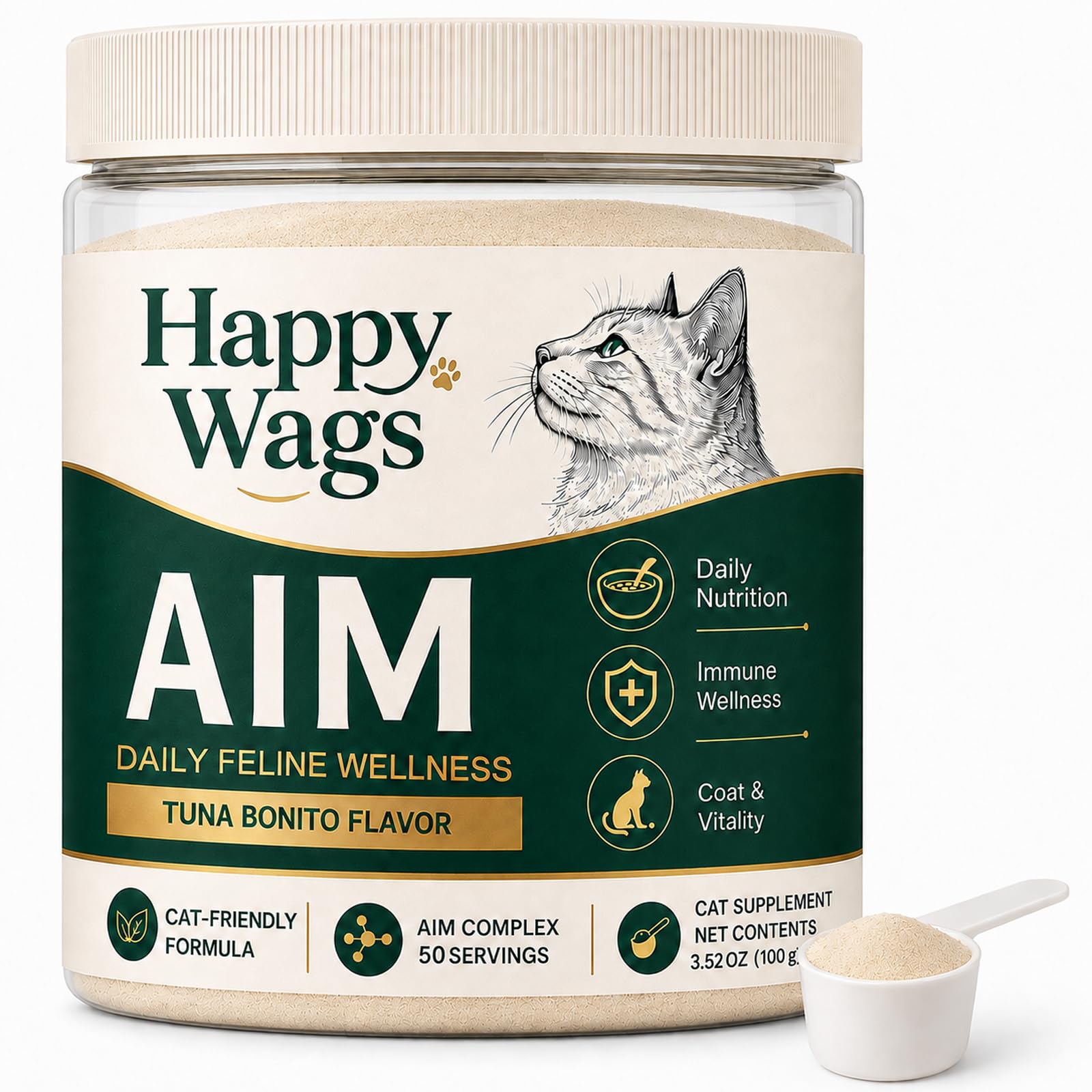 HappyWags emballage avant montrant la portion et bénéfice confort d'utilisation