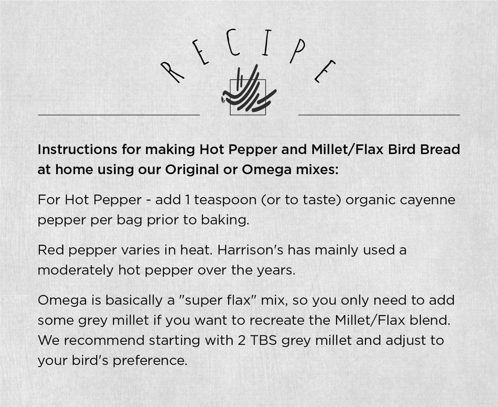 Harrison's Bird Foods étiquette et certifications bio en gros plan, traçabilité et ingrédients humains