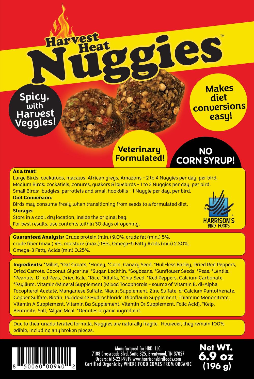 Nuggies Harrison's posés dans la main pour montrer taille et portion adaptée