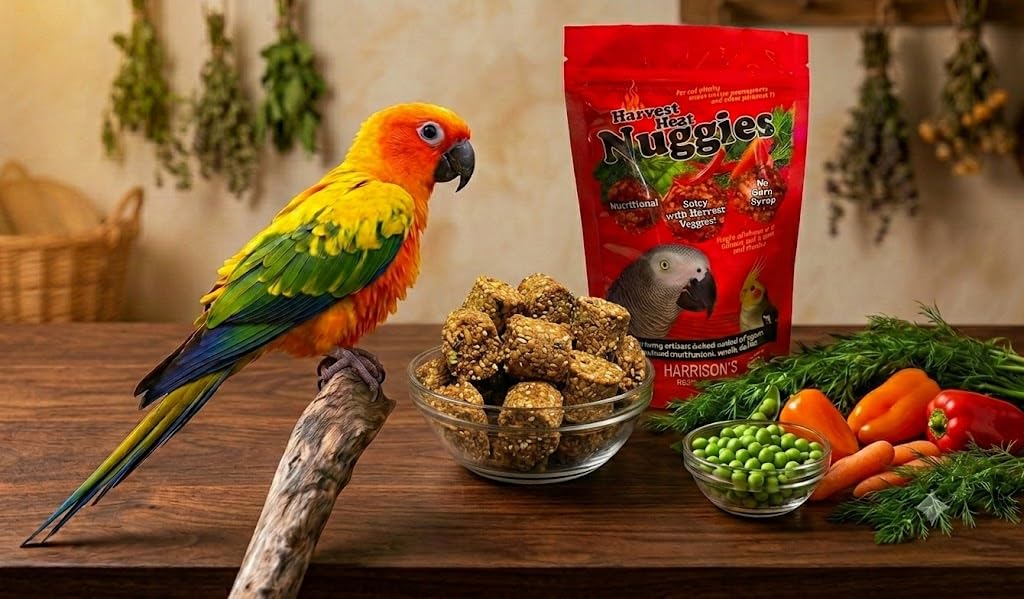 Ingrédients organiques Harrison's carotte et poivron rouge mettant en avant vitamines naturelles
