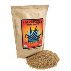 Harrison's Bird Foods emballage face, visibilité de la marque et bénéfice qualité