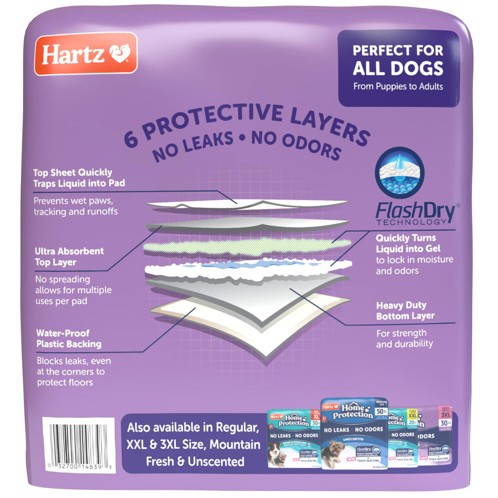 Hartz alèse pack 30 unités posé illustrant rangement et approche économique