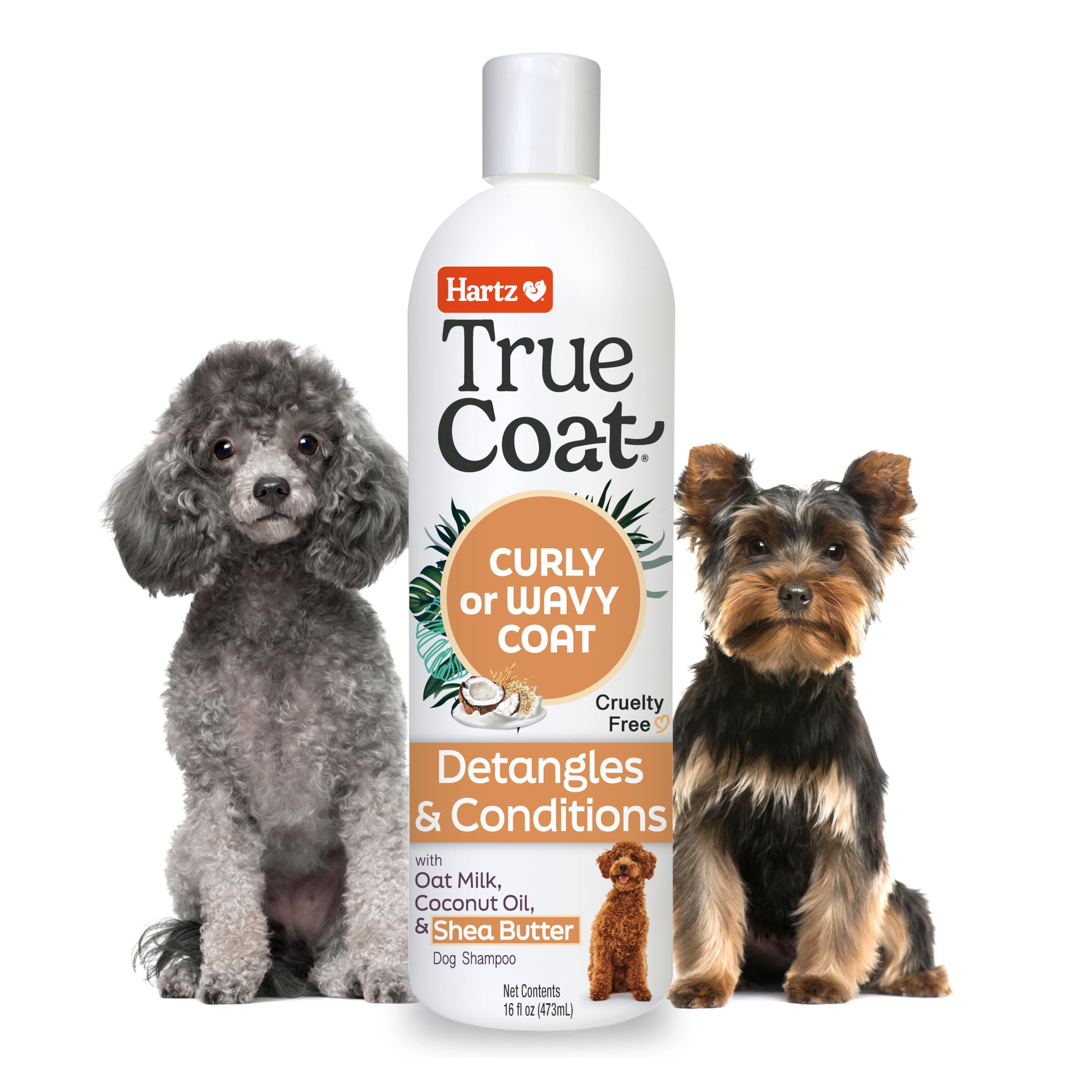 Hartz bouteille True Coat Curly or Wavy montrant l'emballage et l'usage pratique