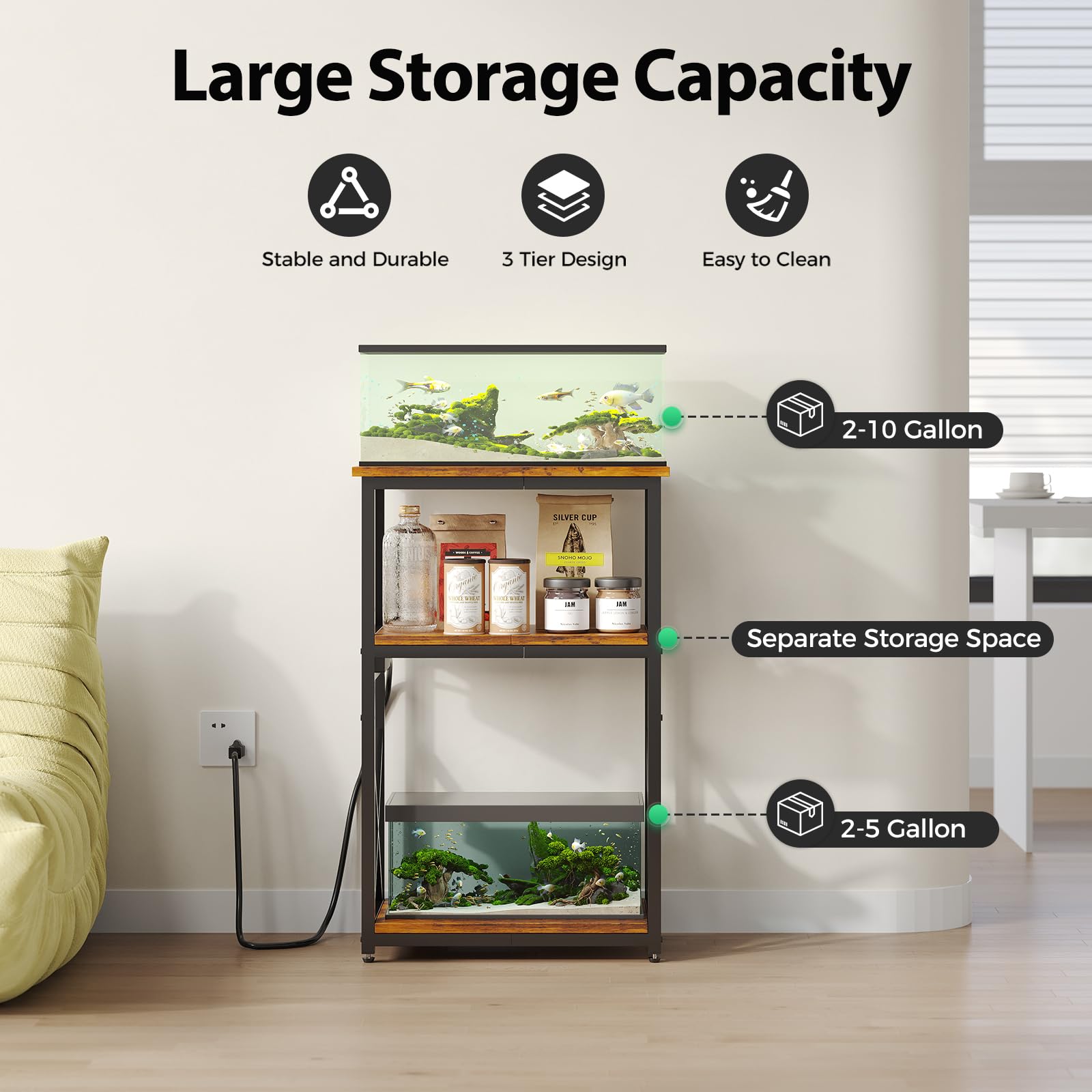 HavenlyYouth prises AC et USB intégrées pour gestion simple des câbles