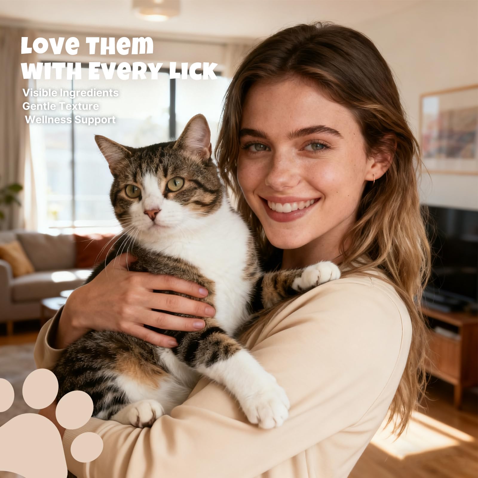 Havira scène relax chat léchant la friandise pour soutien et bien-être digestif